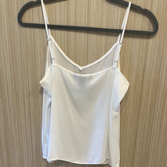 White House Black Market Sm. Shiny White Silk Blouse with Detachable Camisole - Picture 5 of 9